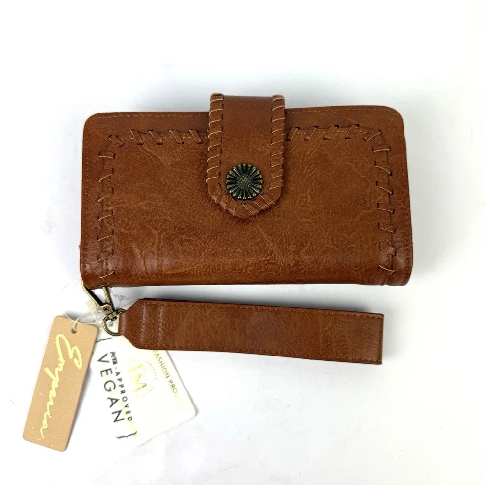 Emperia Haute Fashion Wallet Vegan PETA Approved Brown Clutch Wristlet Brand New
